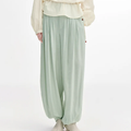 Acetate Blend Draped Lantern Casual Pants