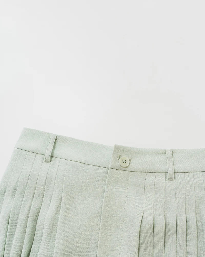 Acetate Blend Draped Lantern Casual Pants