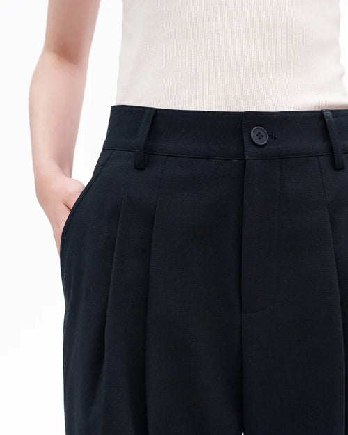 Banana Shape Pleated Wide Leg Casual Pants