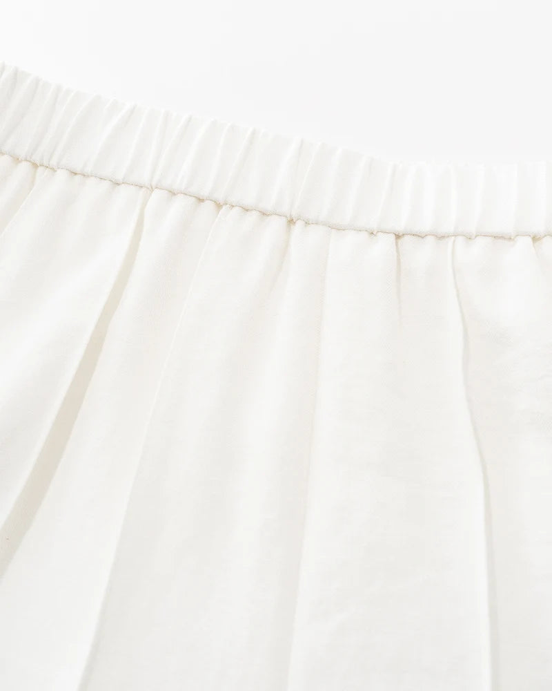 Linen Blend Fine Pleated Wide Leg Casual Pants