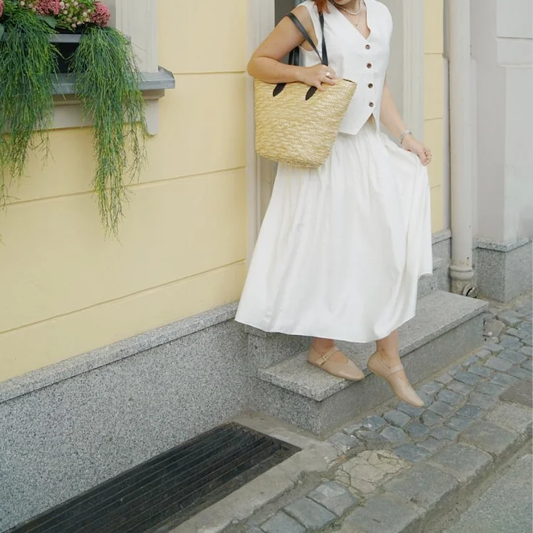 Linen Blend A Line Flared Maxi Skirt
