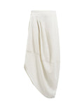 Asymmetric Gathered Lyocell Linen Bud Skirt
