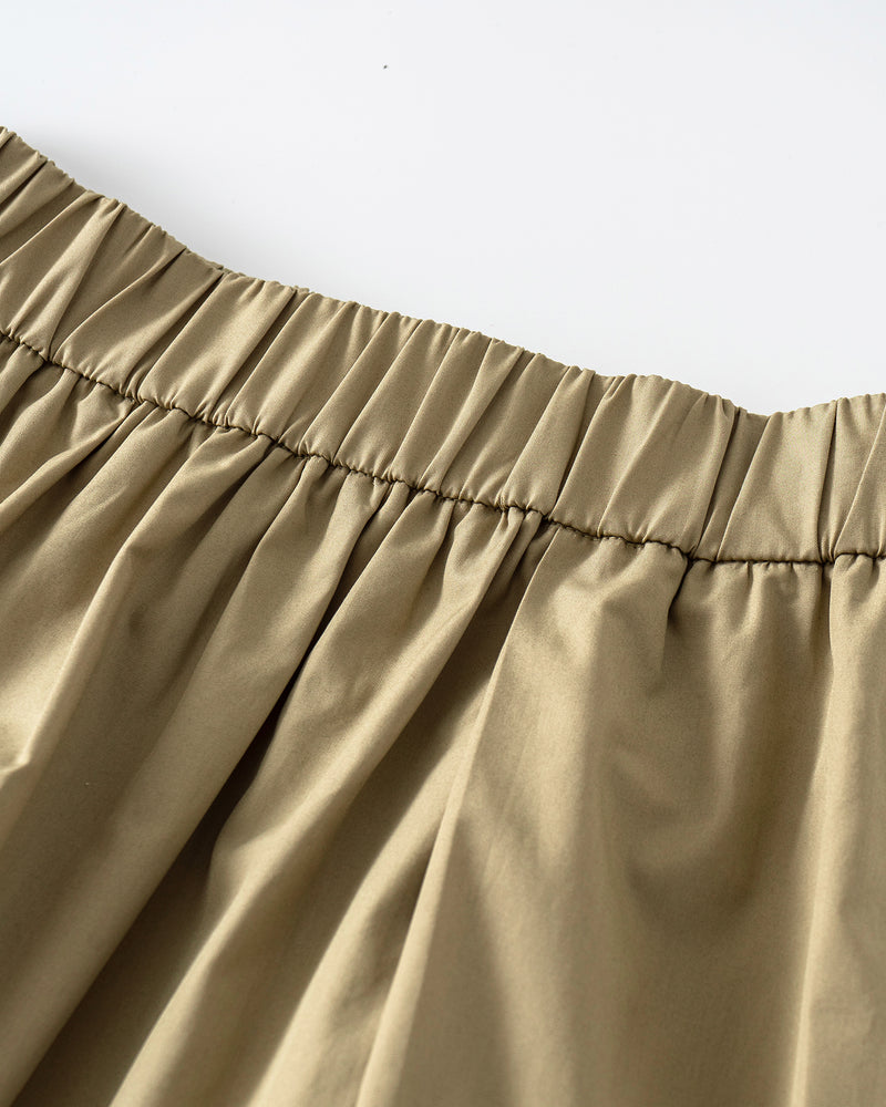 Loose A-Line Cotton Tiered Midi Skirt